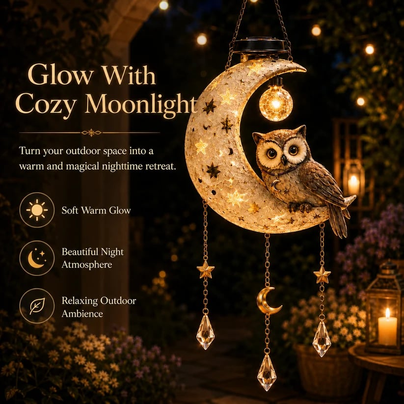 🦉🌙Solar Owl Moon Garden Light