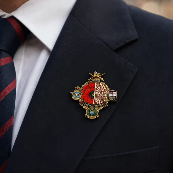 Remembrance badge worn on formal jacket
