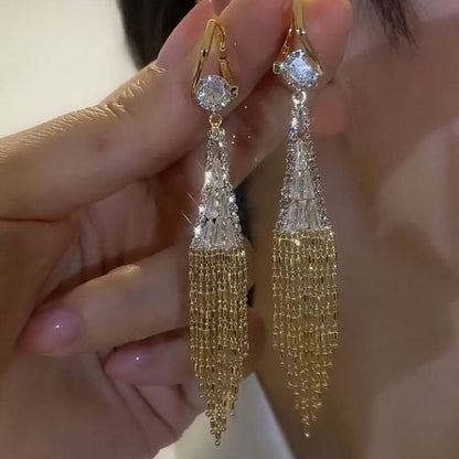 Guldpläterade Diamond Tassel Örhängen