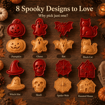🎃 Halloween Mini Pie Mold Set – 8 Spooky Designs for Easy Festive Baking