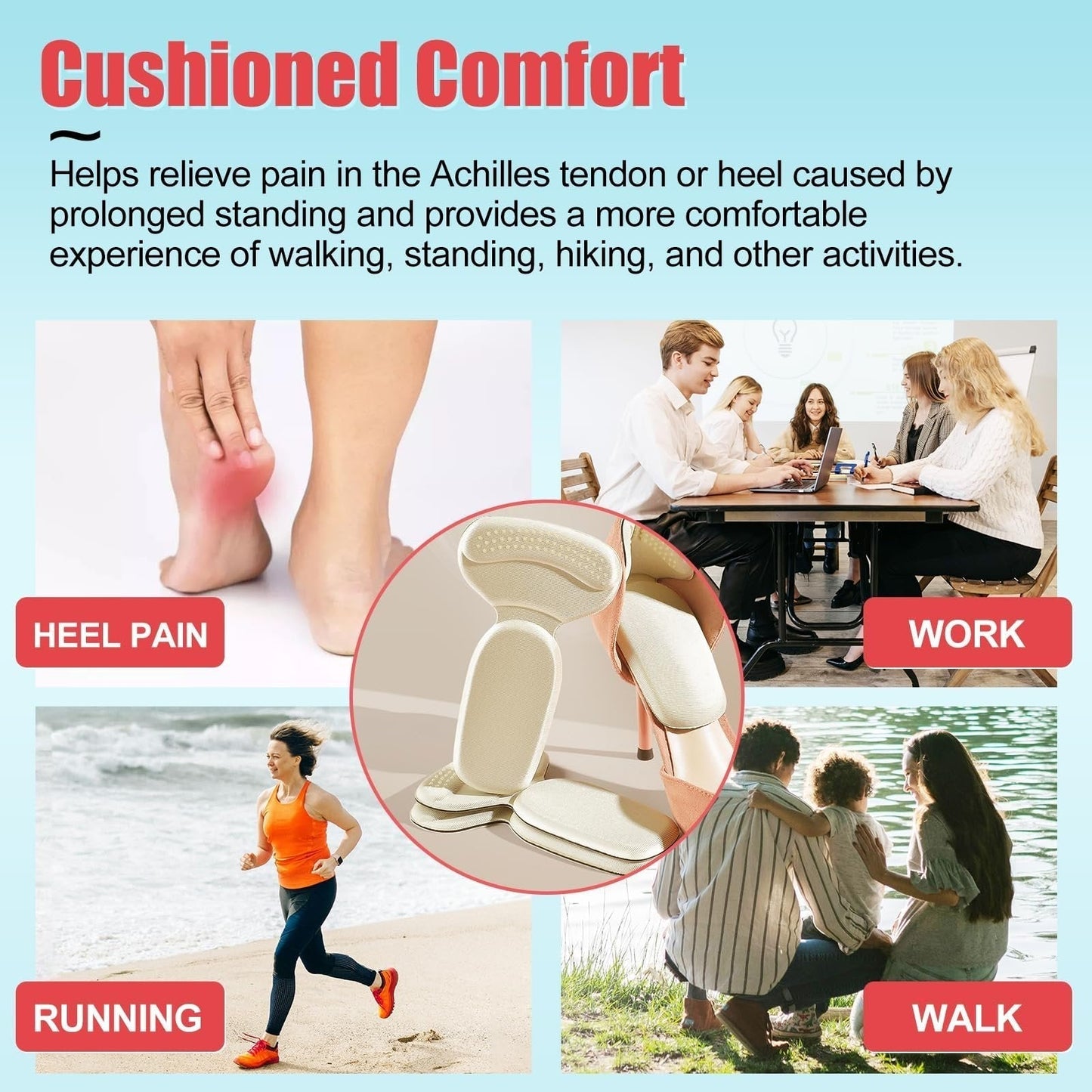Non-slip heel pads – soft, padded heel protectors