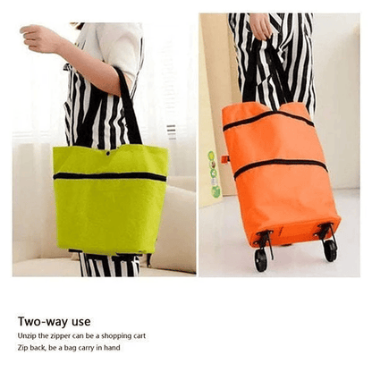🛍️2-in-1 Foldable Shopping Cart  – Carry More, Roll Easier