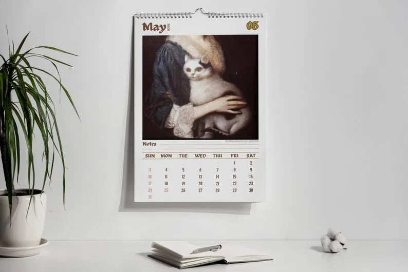 🔥Last Day 49% OFF - 🗓️🎨 Meet the Weird Cats in Renaissance Paintings 2026 Calendar