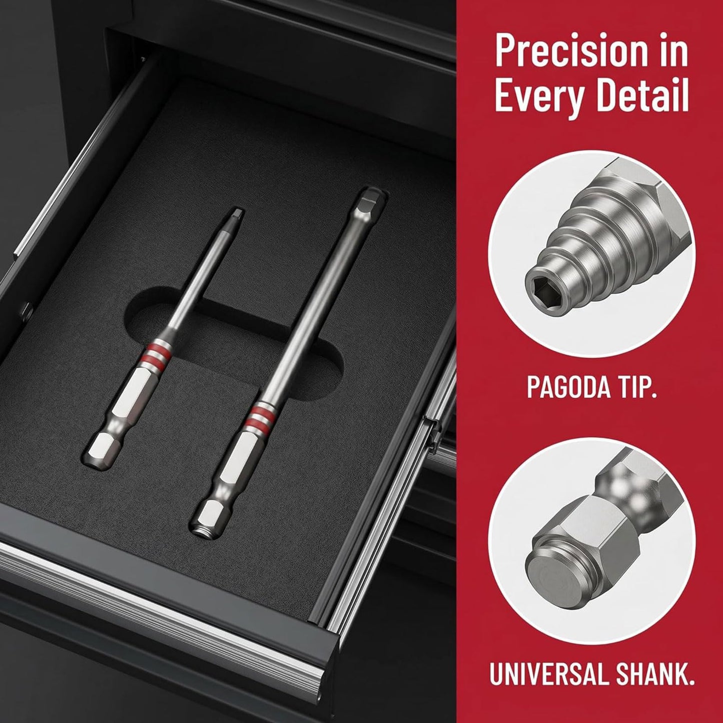 🔧  High-hardness, strong-magnet pyramid-shaped hex electric screwdriver bit – impact-resistant