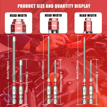 🔧  High-hardness, strong-magnet pyramid-shaped hex electric screwdriver bit – impact-resistant