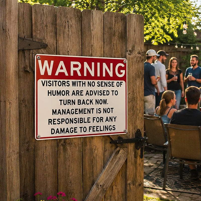 😂Warning: A Sense Of Humor Is Required Metal Sign