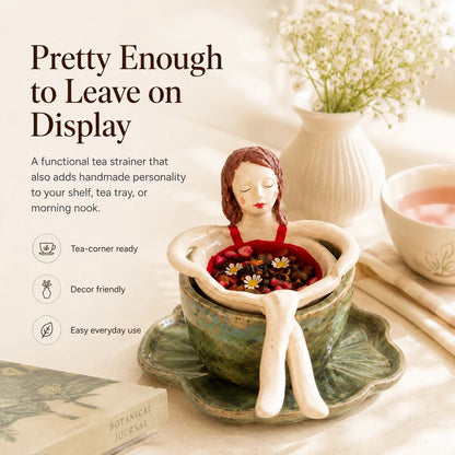 🍵Whimsical Sitting Lady Ceramic Tea Strainer Collection