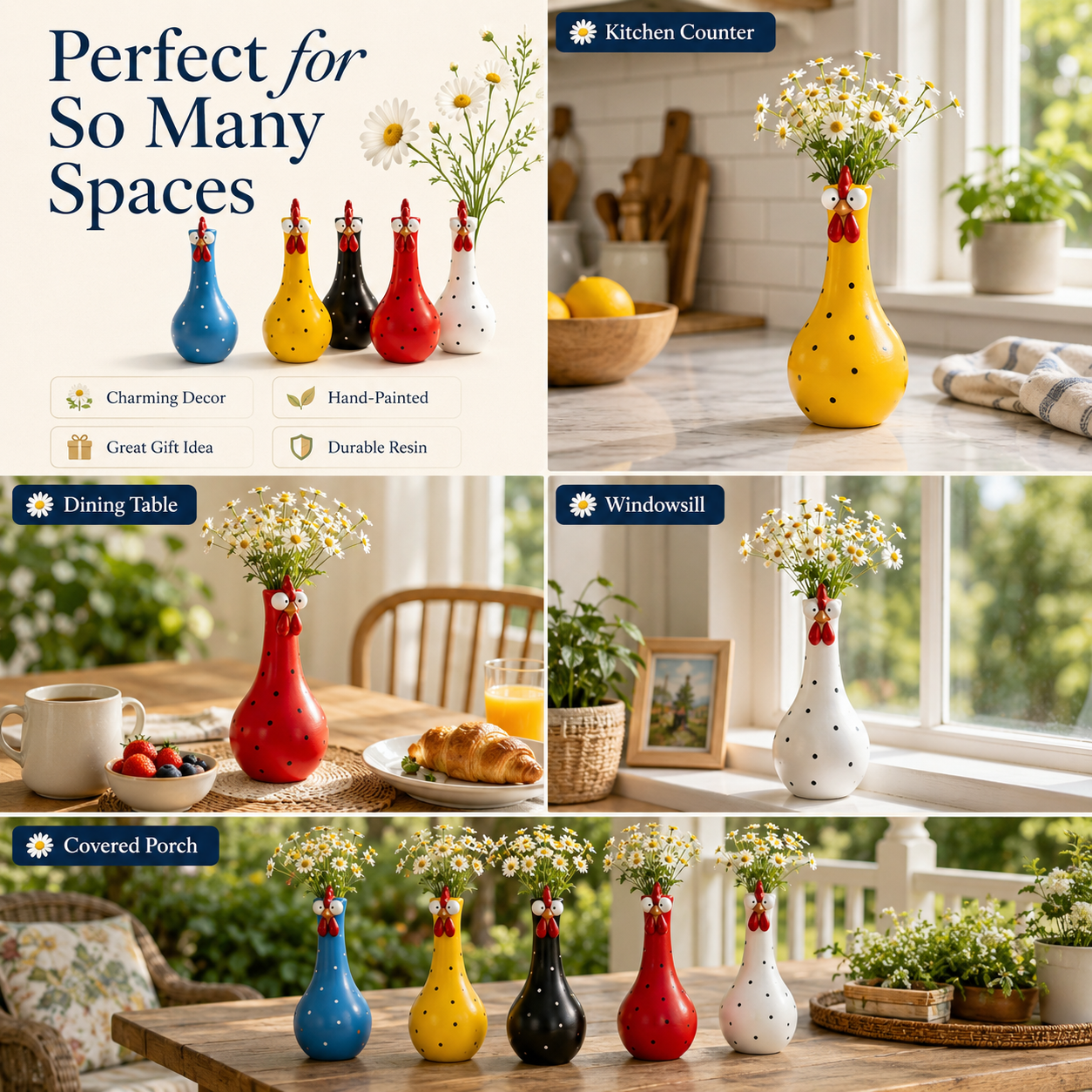 Cluck & Bloom-Whimsical Chicken Flower Vase