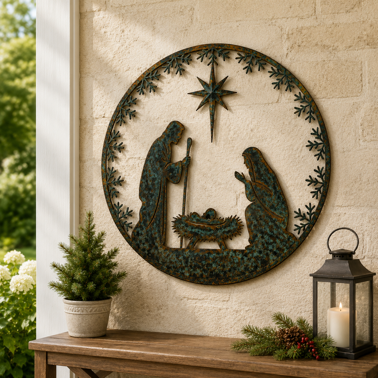 Nativity Scene Christmas Metal Wall Decoration