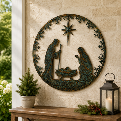 Nativity Scene Christmas Metal Wall Decoration