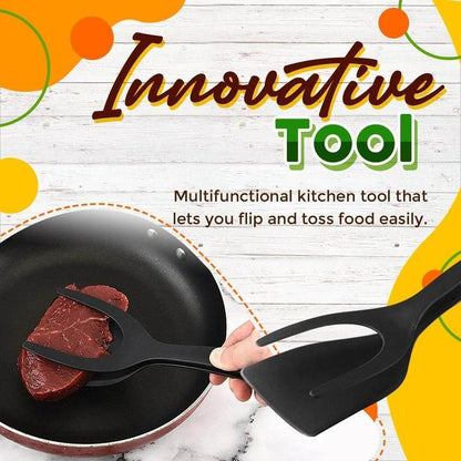 🥘🍳 2-in-1 Grip Flip Tongs with Silicone Tips – Non-Scratch, Non-Stick, Heat-Resistant ✨
