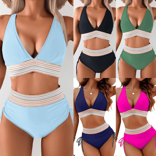 2024 High-Wisted Mage Control Color Block Bikini Set