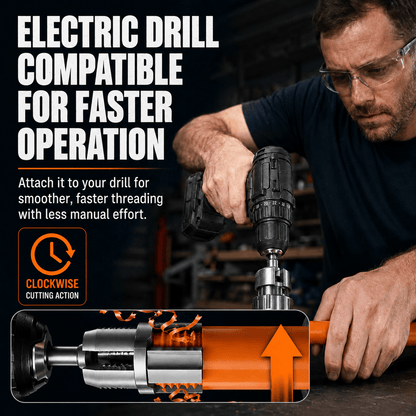 🔧 Drill-Powered Pipe Threading Tool Kit