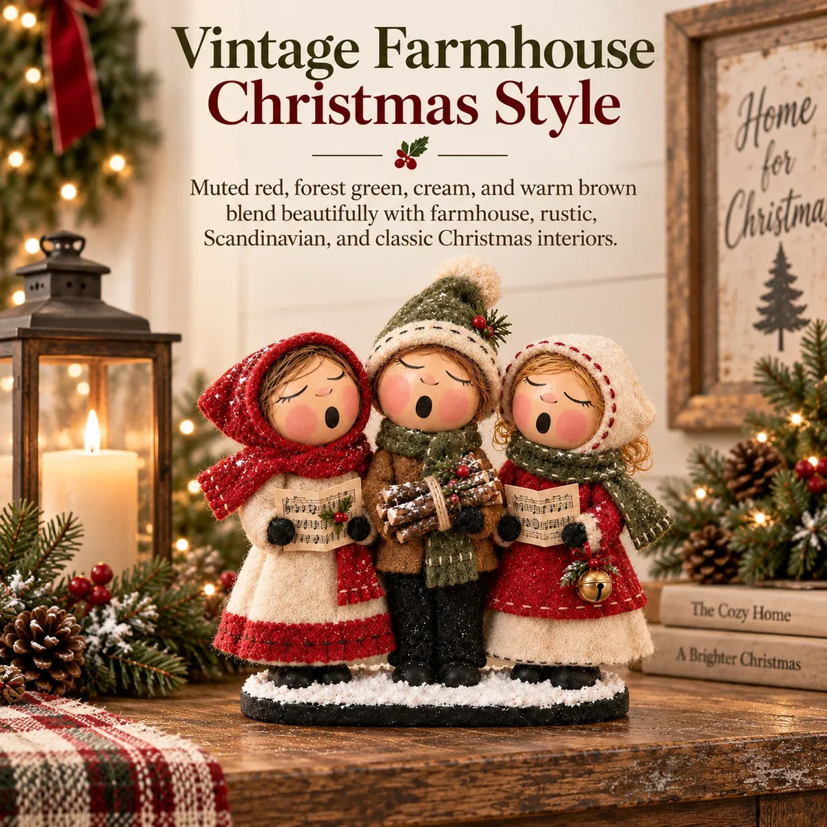 🎄 Vintage Christmas Carolers Figurine | Cozy 3-Person Tabletop Holiday Decor 🎶