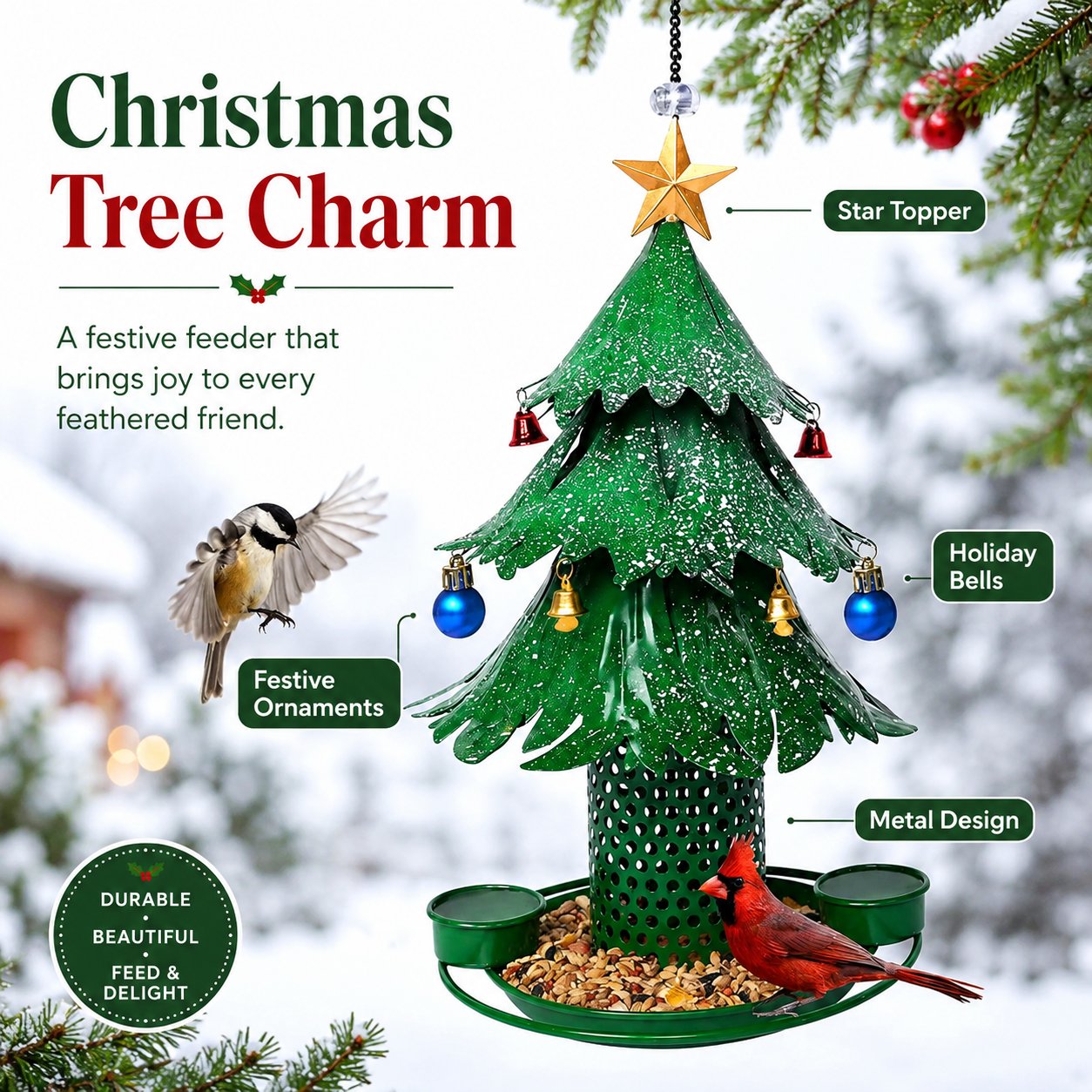 🐦Christmas Tree Bird Feeder 🎄 Festive Backyard Holiday Decor