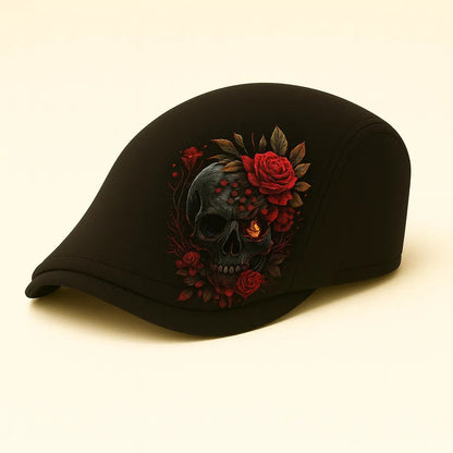 💀Handcrafted Skull & Thorn Flat Cap🎁Buy 2 Free Shipping
