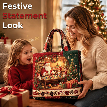 Vintage Santa Christmas Print Tote Bag | Festive Re‑usable Shopper