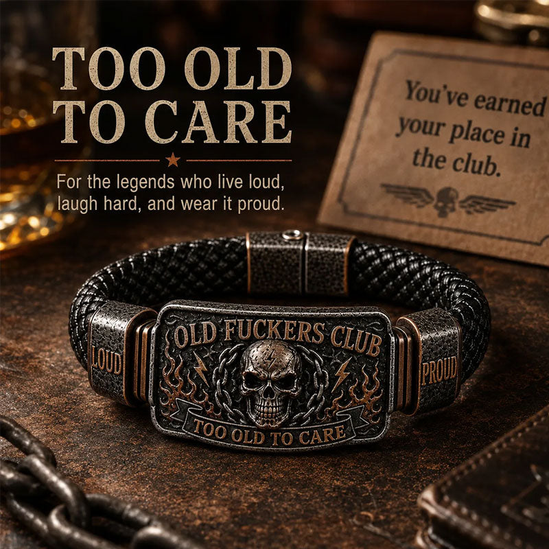 ☠️Old Fuckers Club Braided Leather Bracelet  | 2026 Limited Edition Vintage Bracelet