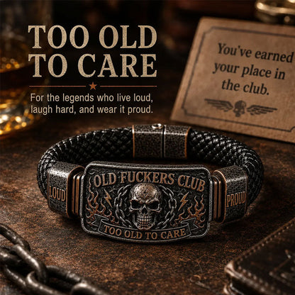 ☠️Old Fuckers Club Braided Leather Bracelet  | 2026 Limited Edition Vintage Bracelet