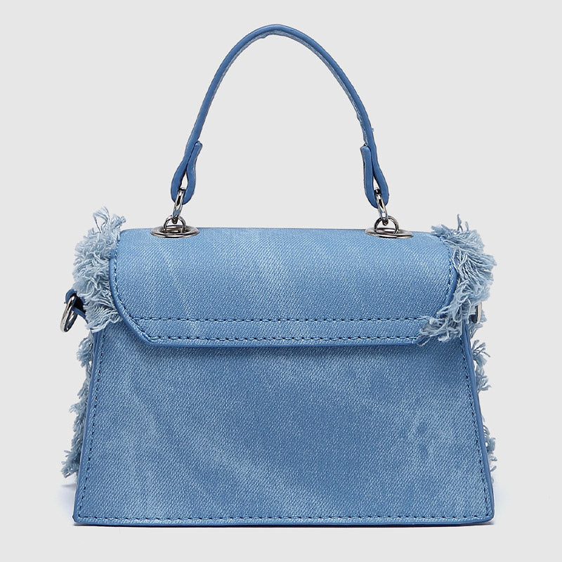 Retro Denim Kedjeväska Med Tofs