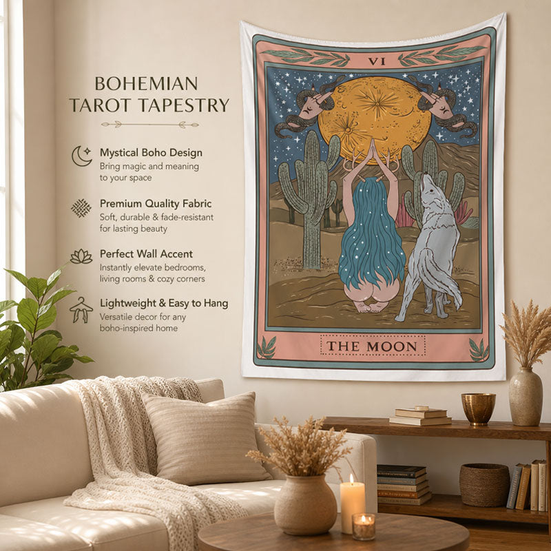 🌙 Bohemian Tarot Tapestry Wall Hanging