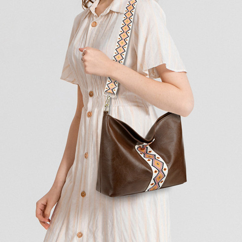 Boho Retro Colorblock Fashion Tote Crossbody-väska