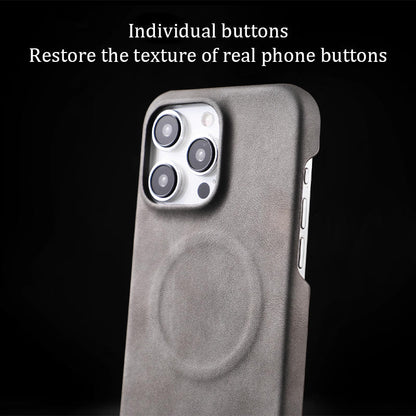 Hudvänligt Magnetiskt Telefonfodral I Halvpack Av Lammskinn