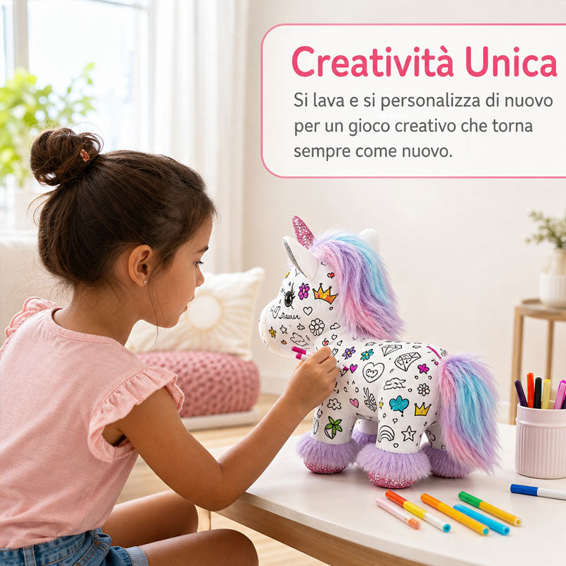 🦄DIY Color-In Unicorn Plush Toy Kit  - Washable & Reusable Art Fun /with 12 Washable Markers