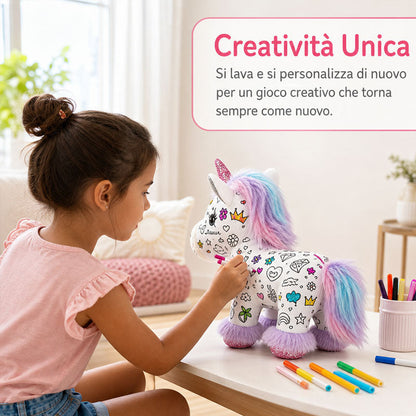 🦄DIY Color-In Unicorn Plush Toy Kit  - Washable & Reusable Art Fun /with 12 Washable Markers