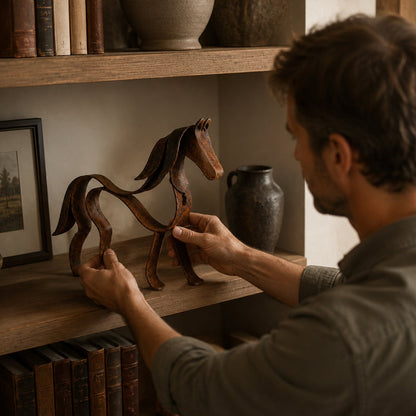 🐎Vintage Sculptural Ribbon Metal Horse Decor