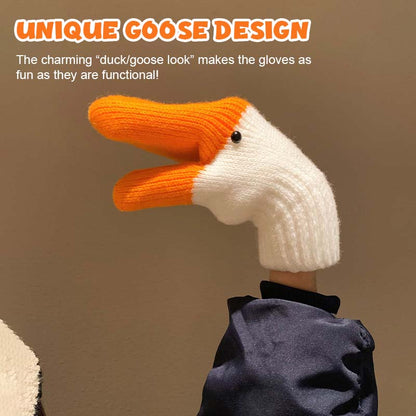 🧡🐥 Varmande Vinterhandskar med Söt Gåsdesign ❄️✨