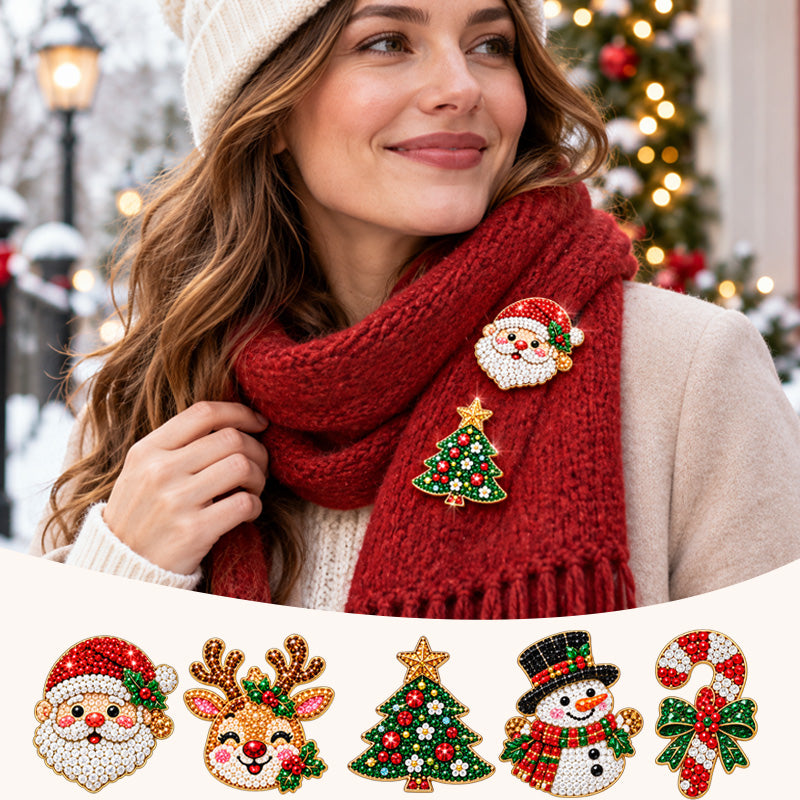 💎DIY Christmas Diamond Brooch Kit with 6 Designs