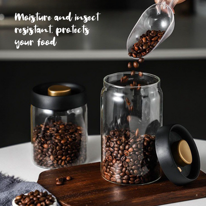 ☕ Vakuumförseglad Glasförvaringsburk | Skapad för kaffe, bevarar smaken längre ☕