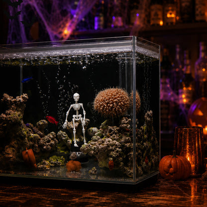 💀 Halloween Dynamic Skeleton Fish Tank Ornament: Air-Driven Aquarium Decor!🐠