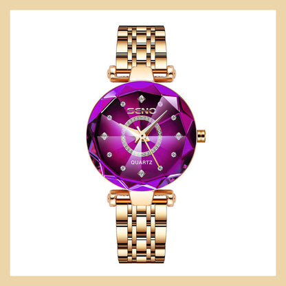 💖Starry rostfritt stål damklocka🎁