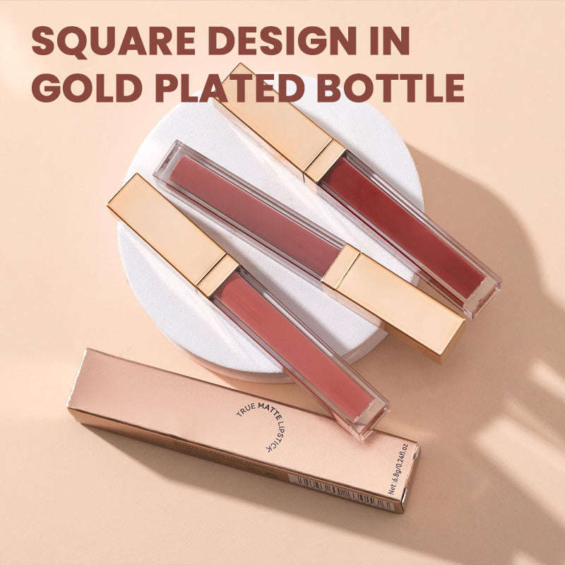 ✨ Guldpläterad matt läppglans i fyrkantig flaska —— Stråla av självförtroende, framhäv din charm! 💋