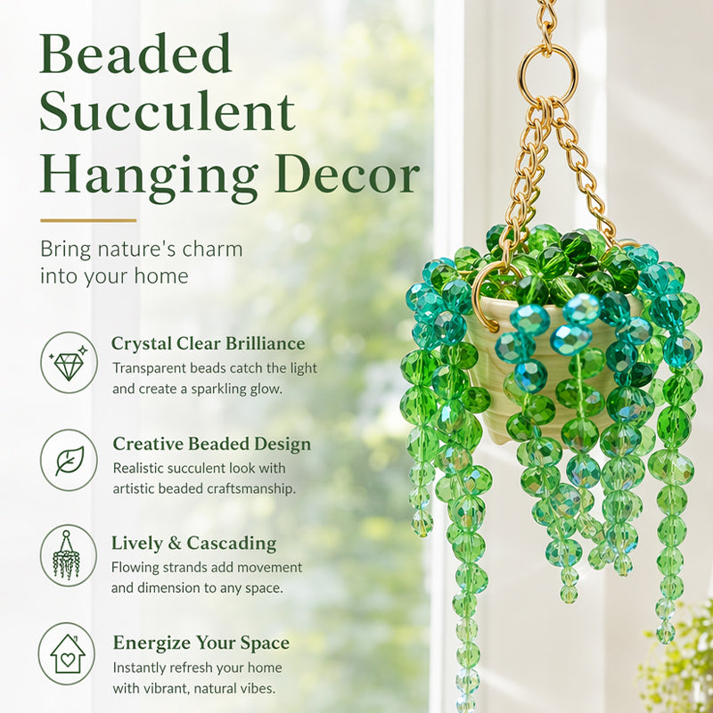 Sun-Kissed Beaded Succulent Hanging Decoration