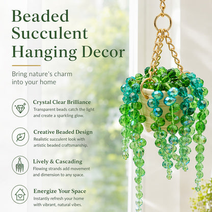 Sun-Kissed Beaded Succulent Hanging Decoration