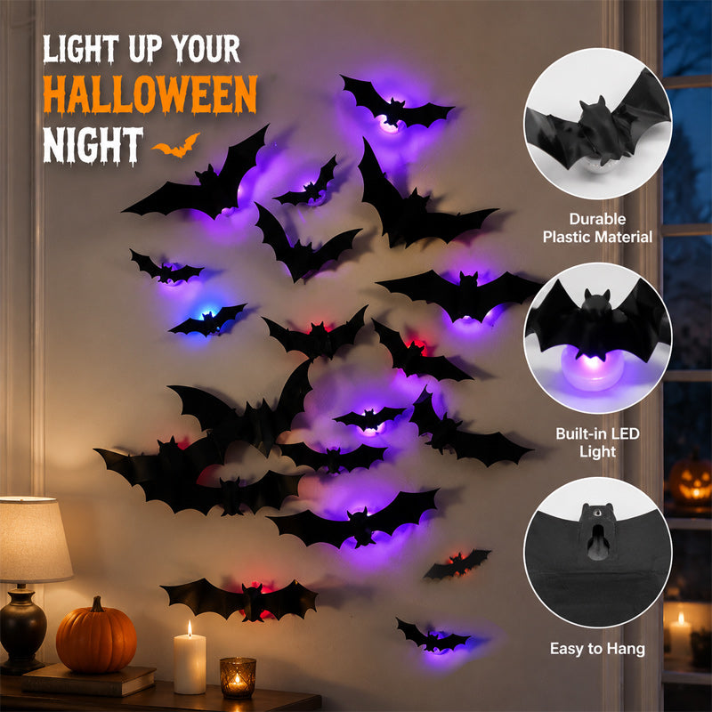 🦇 Halloween 3D Lighted Bats