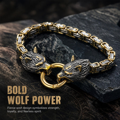 🐺Viking Wolf Head Mjölnir Hammer Jewelry Set ⚡– Stainless steel with Byzantine chain – Bold & durable – perfect for daily wear or gifting ✨💪