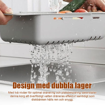 Dubbelskikts utdragbar avloppskorg