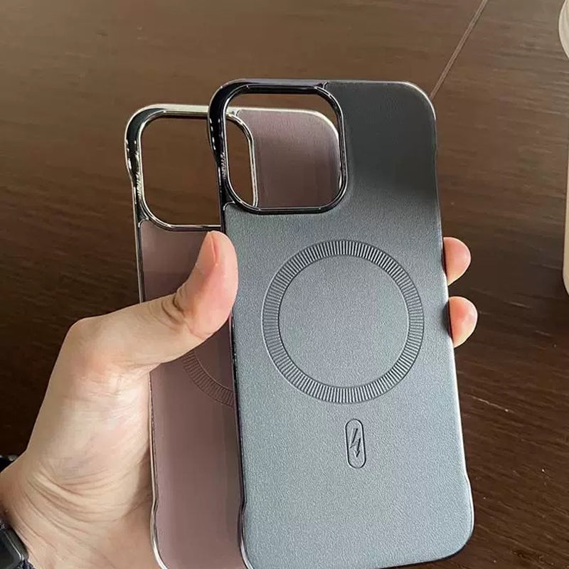 Ramlöst Läder Magnetiskt Elektropläterat Mobiltelefonfodral