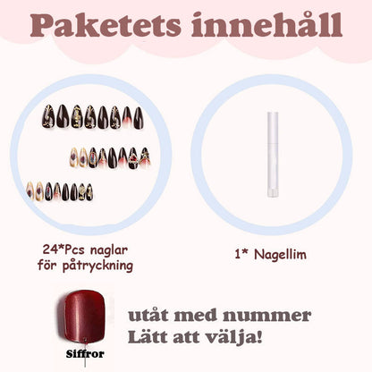 Påsättningsbara naglar med reliefkors nageldekorationer