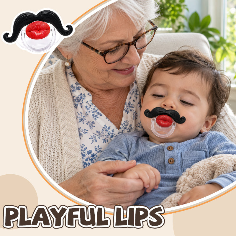 👶😜 Red Lips and Mustache Baby Pacifier – Fun Photo Prop for Cute Baby Snaps!