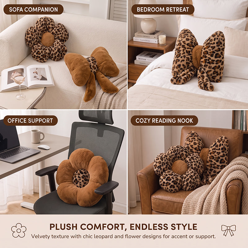 🐆🎀Leopard Print Bowknot Throw Pillow– Perfect for sofas, beds & boho decor ✨