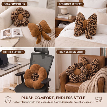 🐆🎀Leopard Print Bowknot Throw Pillow– Perfect for sofas, beds & boho decor ✨