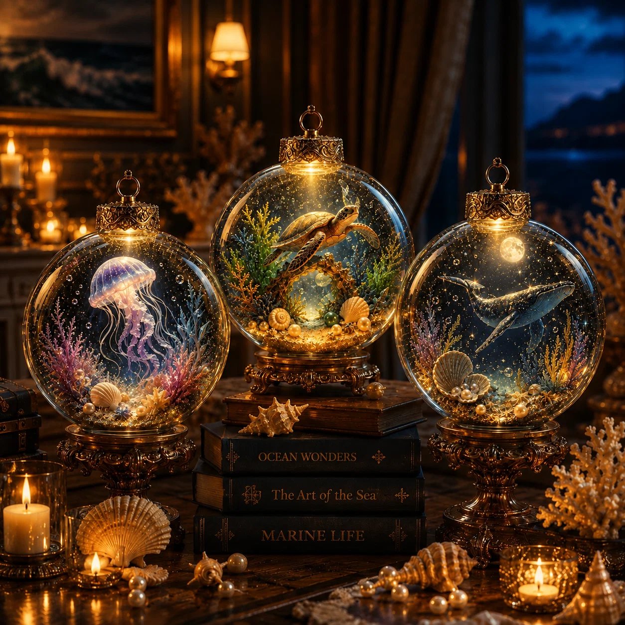 💙✨Ocean Series Illuminated 3D Model Decorations
