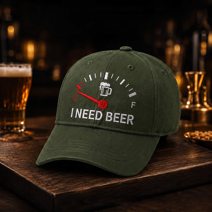 🍺 ‘I NEED BEER’ Embroidered Baseball Cap – Unisex Memorial Hat🧢 100% Cotton
