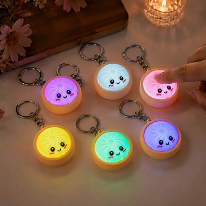 🔥  Cute Dumpling Pressable Fidget Keychain - touch sensing light