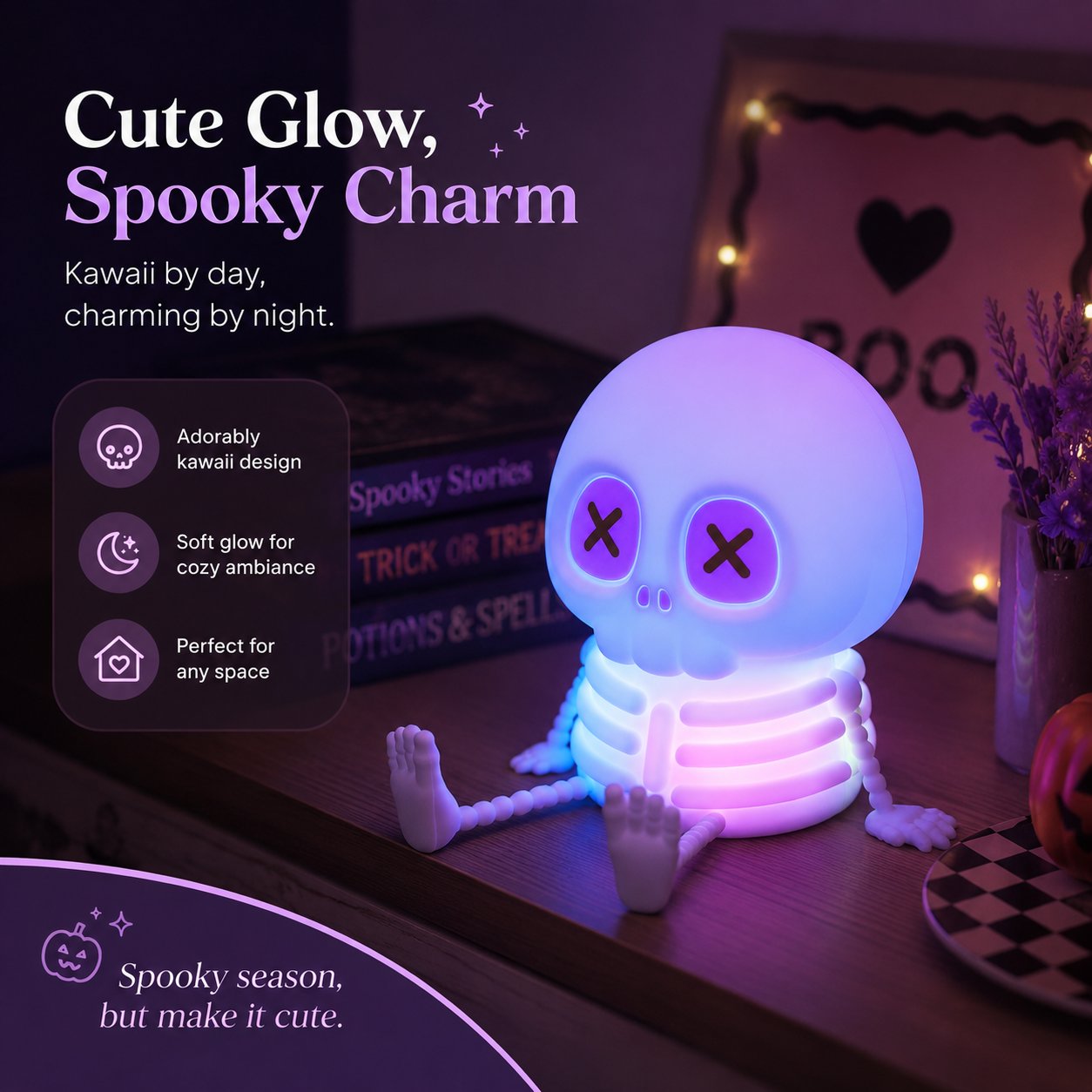 💀Charming Silicone Skeleton Color Changing Bedside Night Light
